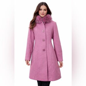 Marshall Fields vintage pink wool overcoat size 6 fox fur collar fairy Barbie